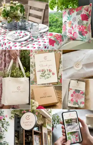 Earthy India brand identity applications