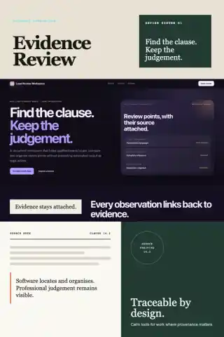 Evidence Review brand identity applications