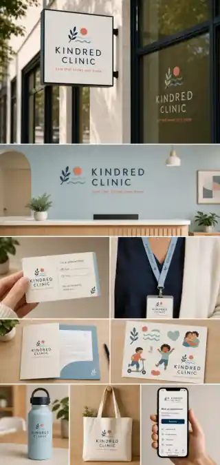 Kindred Clinic brand identity applications