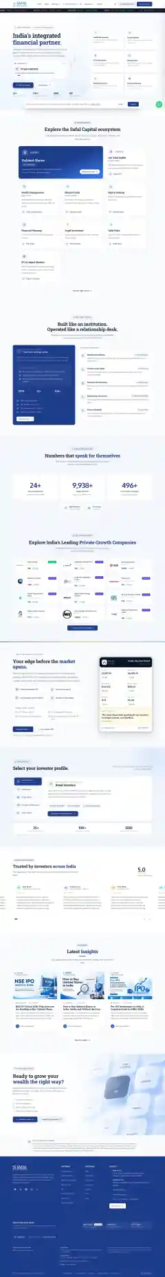 Full-page view of Safal Capital website