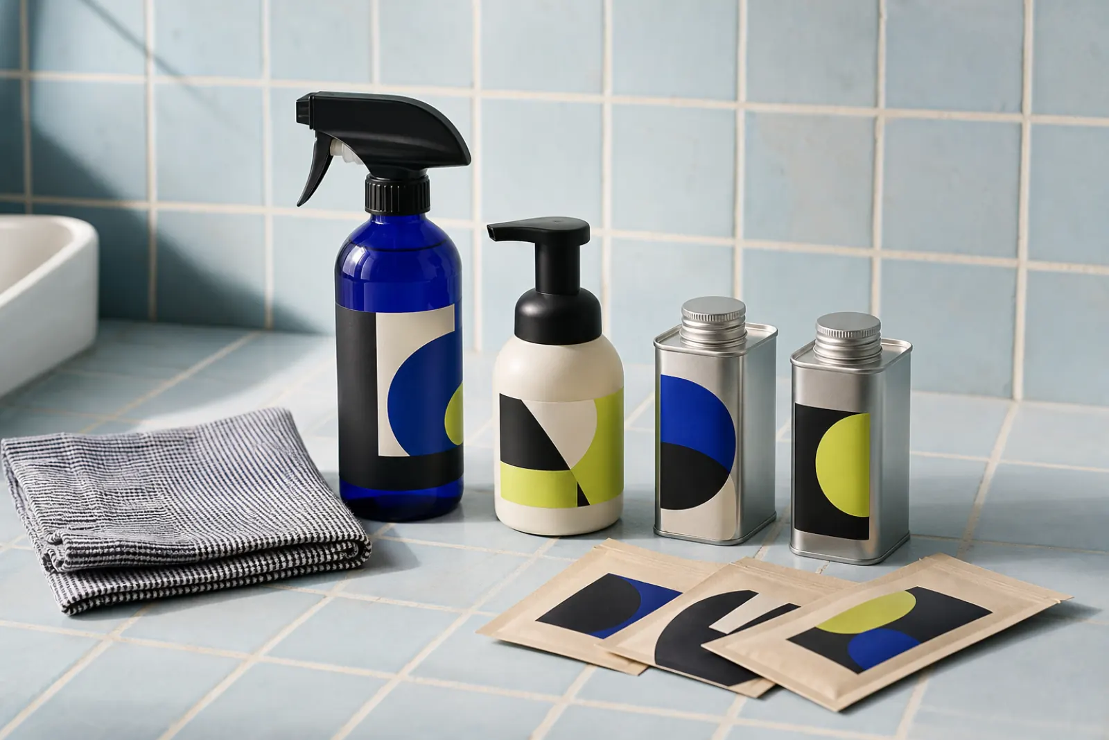 Refillable home cleaning product kit
